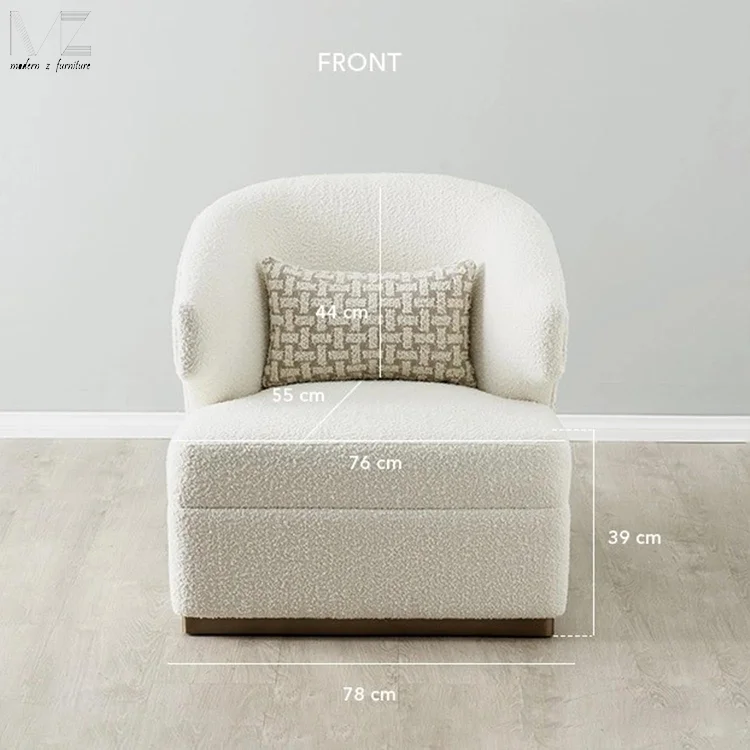 Wholesale Nordic Single Sofa High Quality Leisure Chair Comfortable Barrel Living Room Furniture White Boucle Chair With Arm