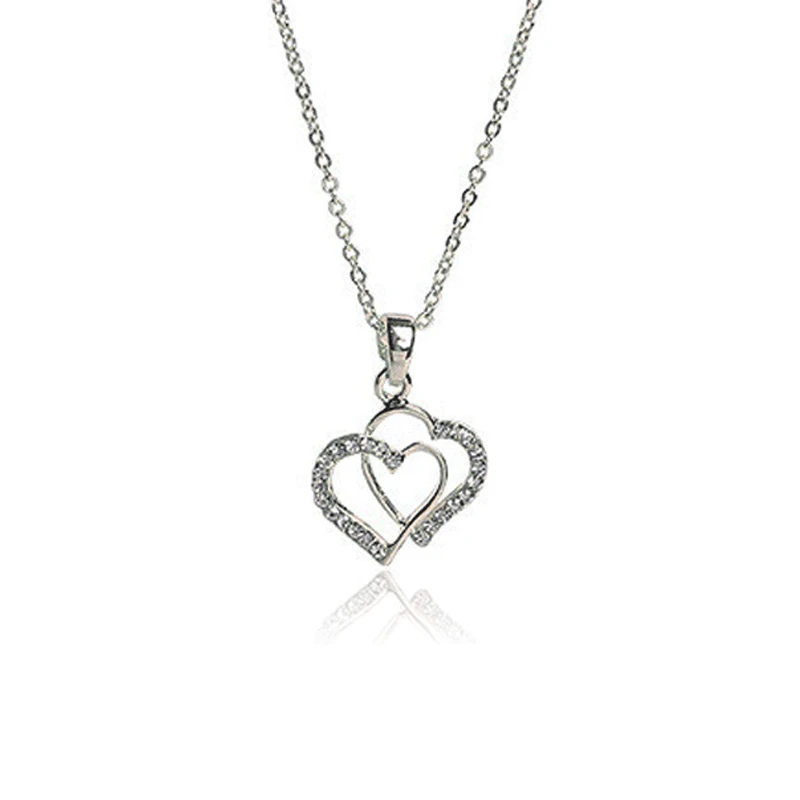 New Factory Supply Gift Jewelry Wife Girls Interlocking Heart Collar Necklace For Women Lovers
