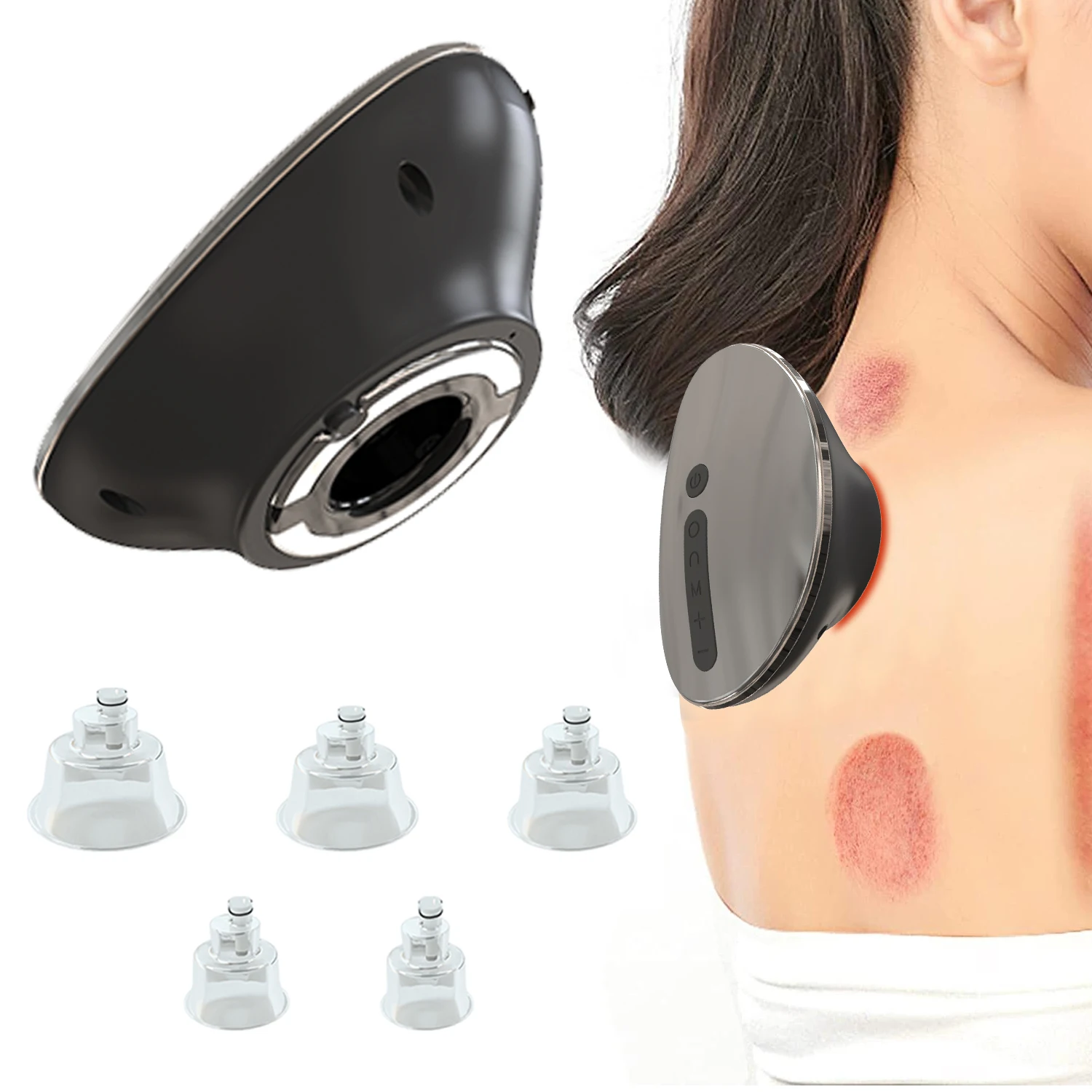 Wave Hot Compress Painless Gua Sha Massage Manual Vacuum Glass Led Male Electr Fire Chinese Twist Dry Cupping Set With Suction