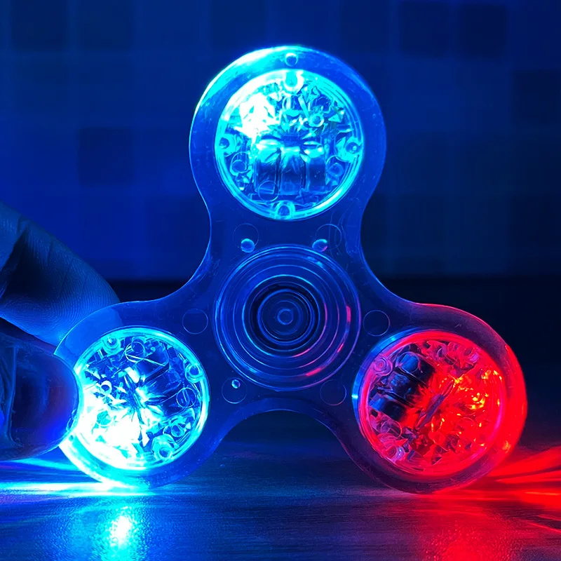 Newest LED Luminous Transparent Flash Decompression Fidget Spinner Toy