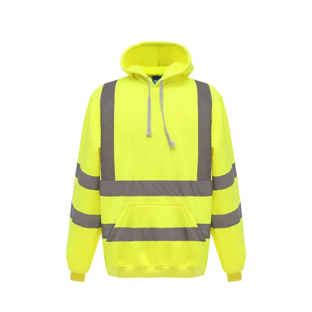 Mens High Visibility Sweatshirt Reflective Safety Fleece Hoodie Jackets