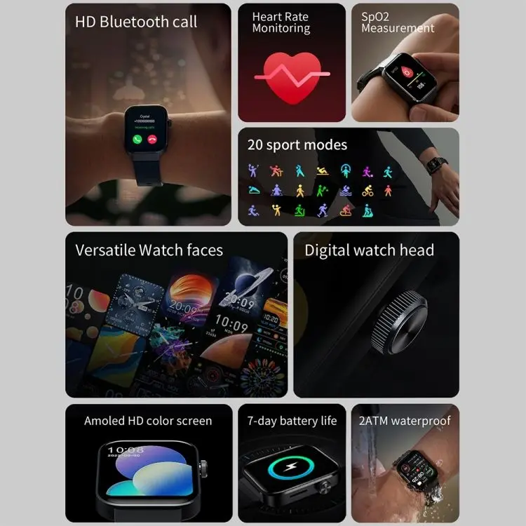 Mibro T1 Smart Watch 1.6 Inch AMOLED Screen 2ATM Fitness Tracker Waterproof Smartwatch Sport Watch