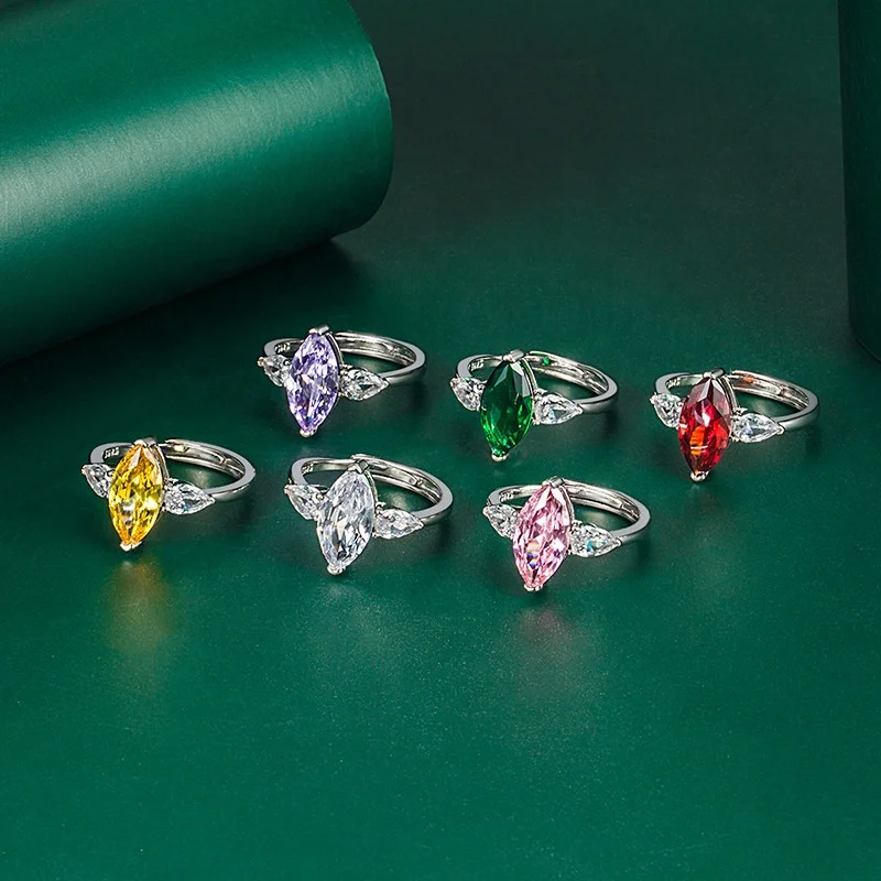 New Luxury Marquise silver color designer Engagement Ring Africa Bridal For Women Lady Anniversary Gift Jewelry Wholesale