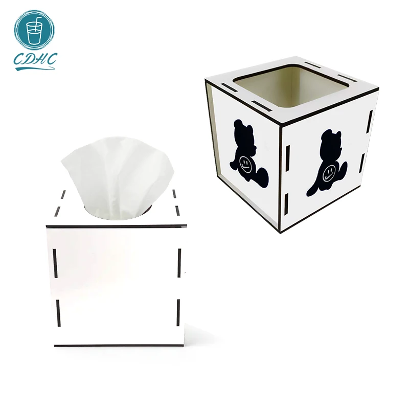 Factory wholesale Blanks Sublimation Wooden Tissue Box Holder Tissue Storage Napkin Holder MDF Tissue Box