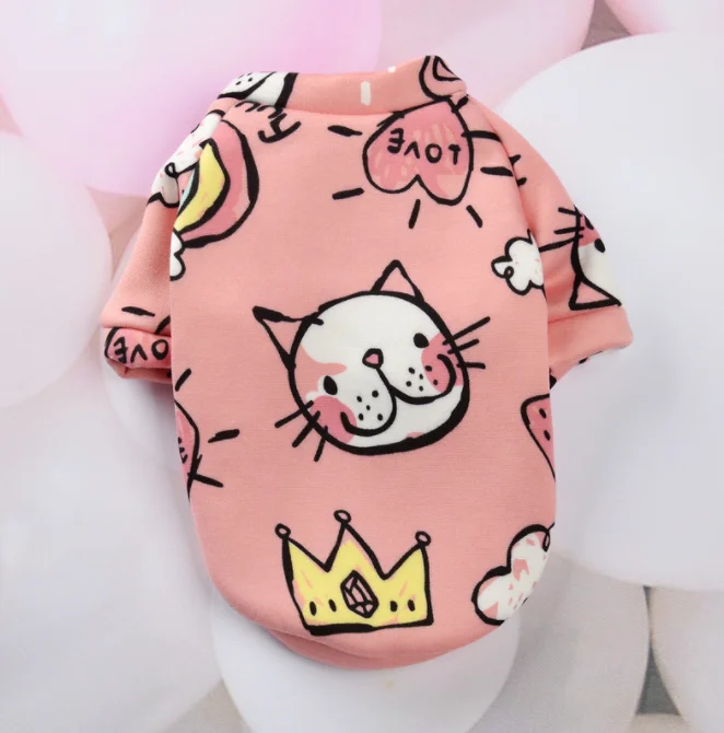 Милая одежда для домашних животных летняя рубашка с героями мультфильмов повседневные жилеты футболка котом щенков собак качественная Классическая однотонная из полиэстера