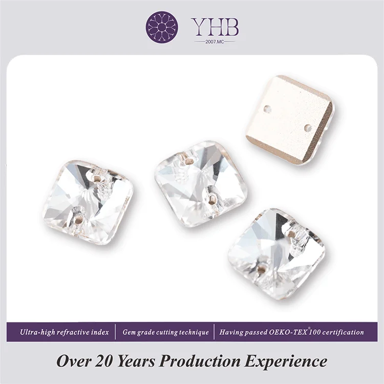 Manufacturer Hot Selling Bulk Rhinestones Wholesale Sew-On Stone Flatback Glass Square Rhinestones