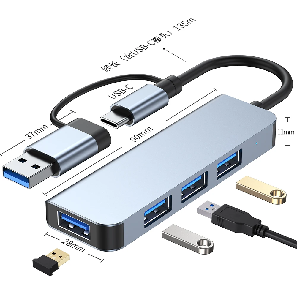 New Type C USB3.0  2.0  HUB High Speed 4 Port Multi Splitter Adapter OTG For  HUAWEI Xiaomi Macbook Pro 15 Air Pro Accessories