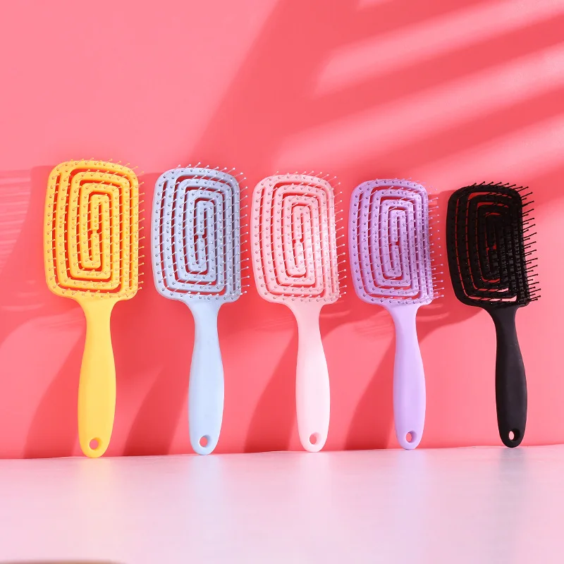ZONZHU Girls And Women With Wavy Curly Hair Thick Long Wet or Dry Hair Scalp Massage Combing Plush Nylon Hair Brush