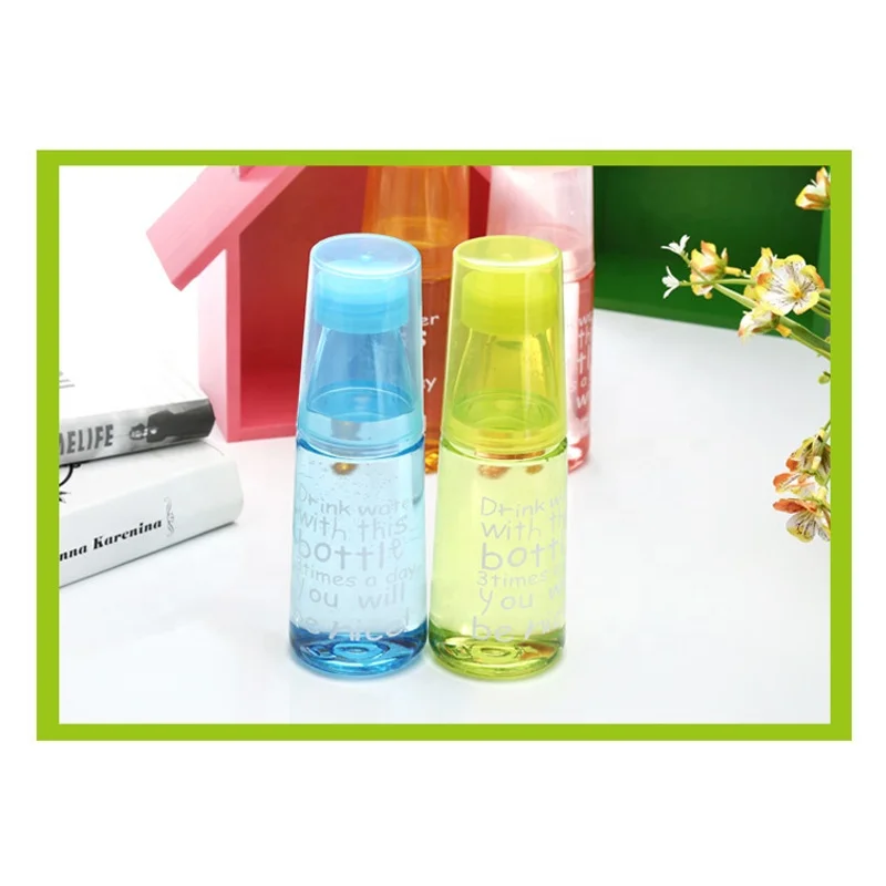 
Cartoon plastic water cup with lid and cup colorful customizable LOGO can be used for two water cups 