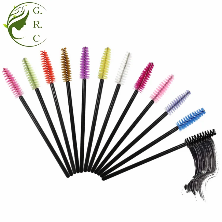 YCJM  Several Color Head Plastic handle Lash Eyelash Extension Mascara Cosmetic Tool Angled Disposable Mascara Makeup Brush Wand
