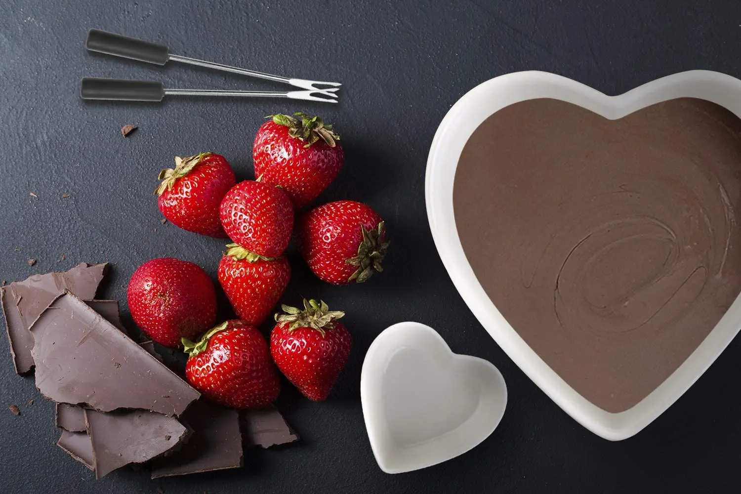 Heart Shape Glaze White Kitchen Chocolate Fondue Cheese Fondue Set