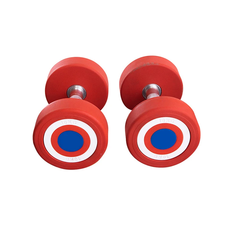 America  Dumbbells Wholesale Pu Rubber Dumbbells 10kg Gym Weightlifting Dumbbells