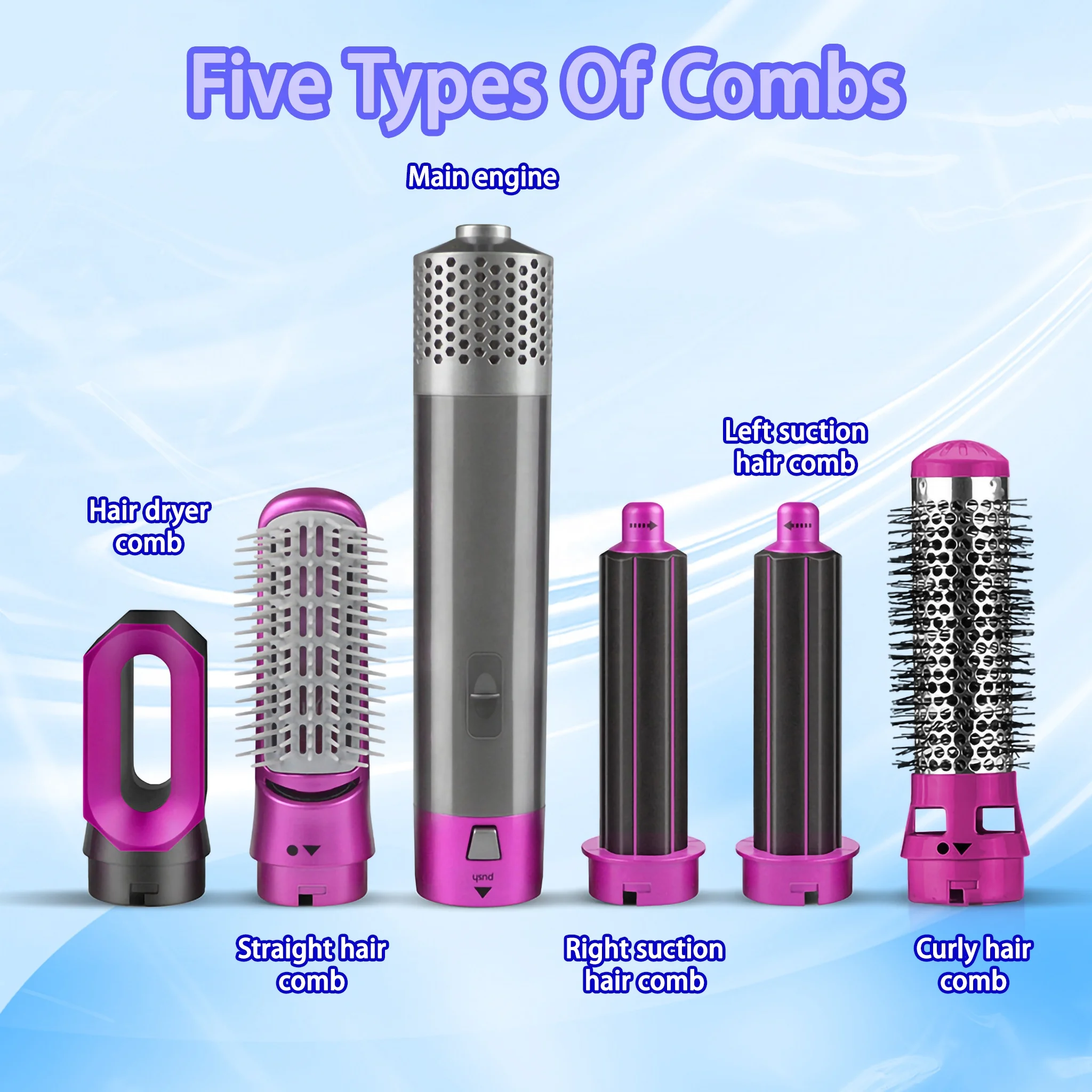 5 in 1 Hair Styling Stools Complete Styler Set Automatic Curling Iron Air Curler Air Spin Curl Ceramic Rotating Curler