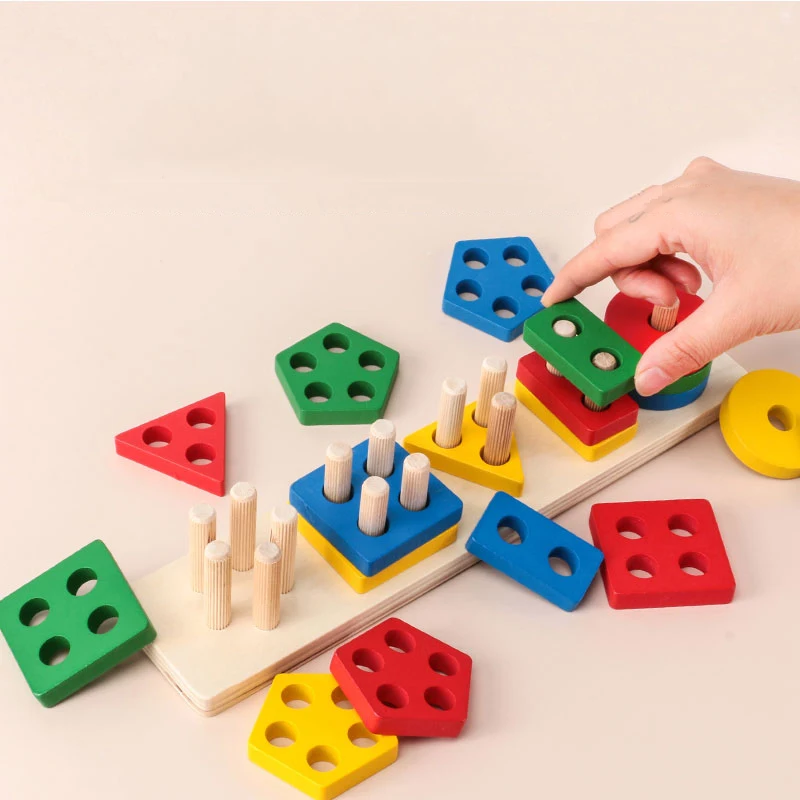Montessori Toys Educational Wooden Toys Exercise Hands-on Ability Geometric Shapes Matching Games for Kids