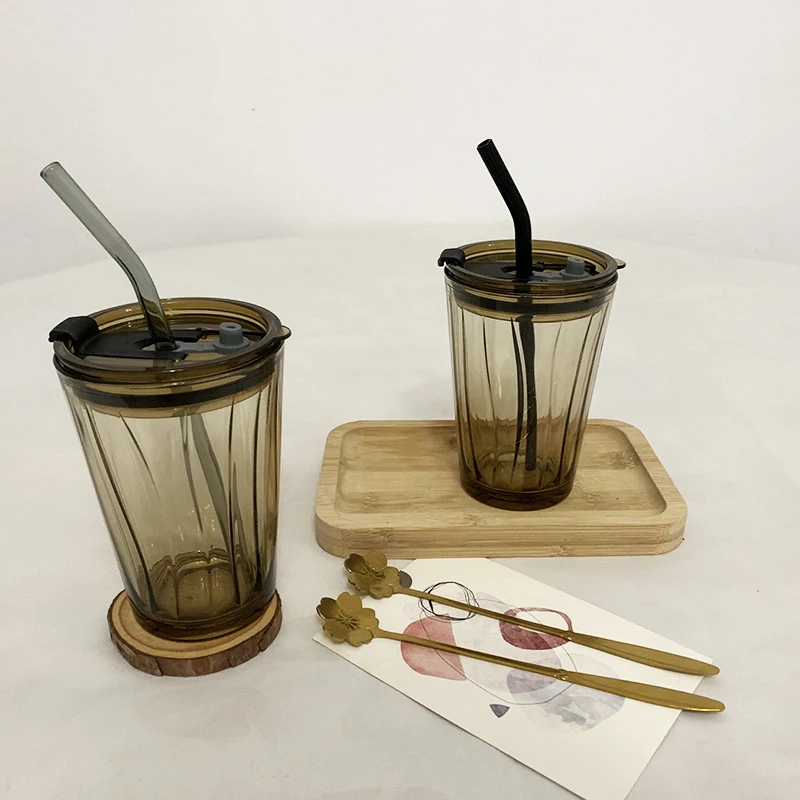 Eco friendly Reusable Transparent Glass Straw Heat-resisting Colorful Drinking Straw High Borosilicate Glass Straw set