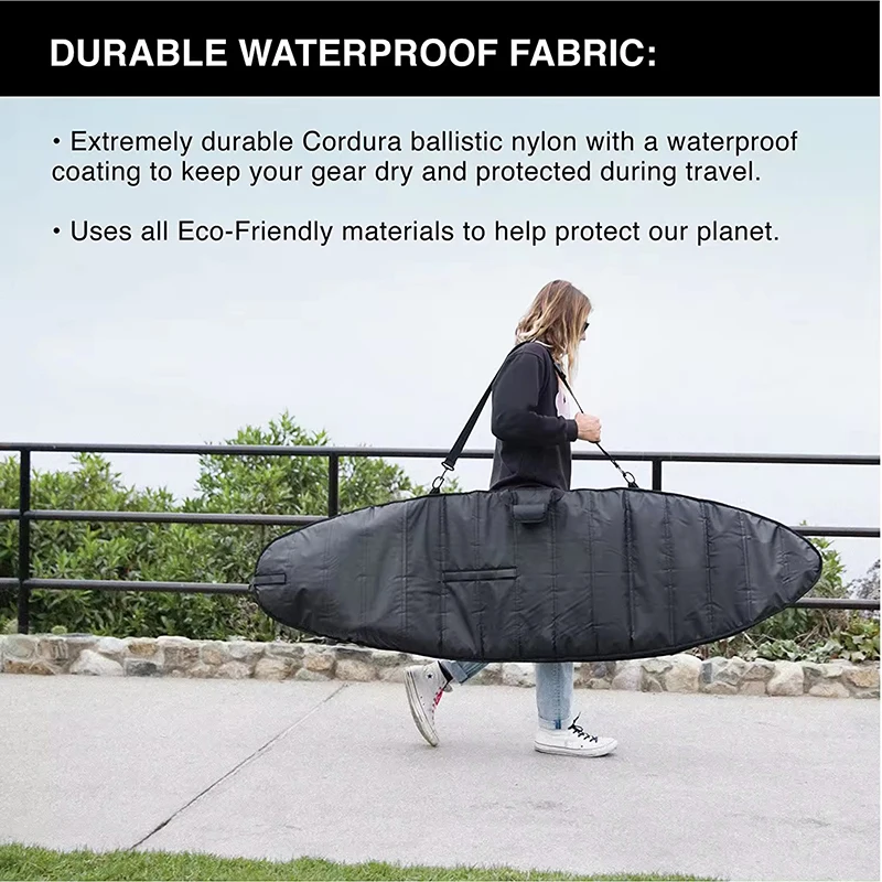 OEM customised wheeled surfboard bag carrier for water sport Durable 600D polyester travel surfboard bag cover
