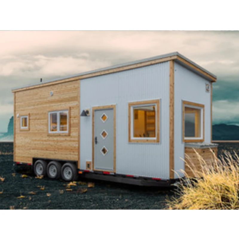 Mobile shipping prefabricated container home on wheels movable trailer house