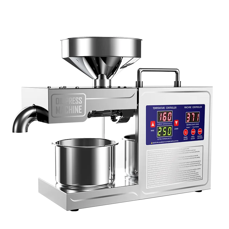 castor seed oil press machine Popular household mini stainless steel smart display peanut oil 220v  110v