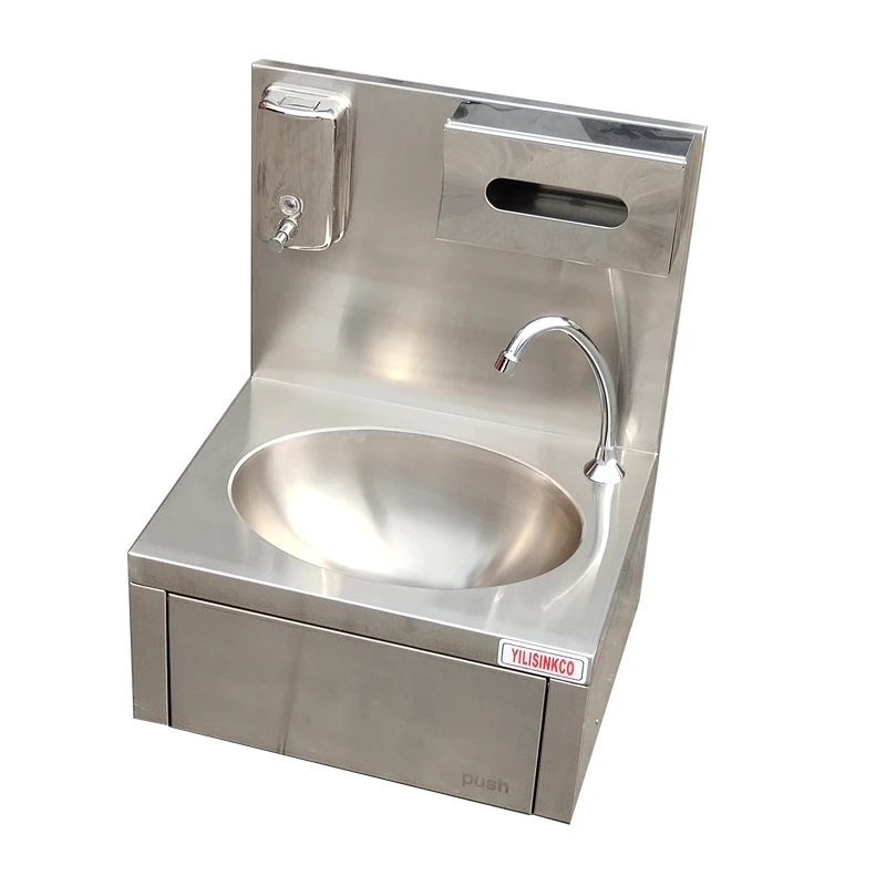 
Wholesale single sink manufacturer kitchen knee operated hand washing basin 