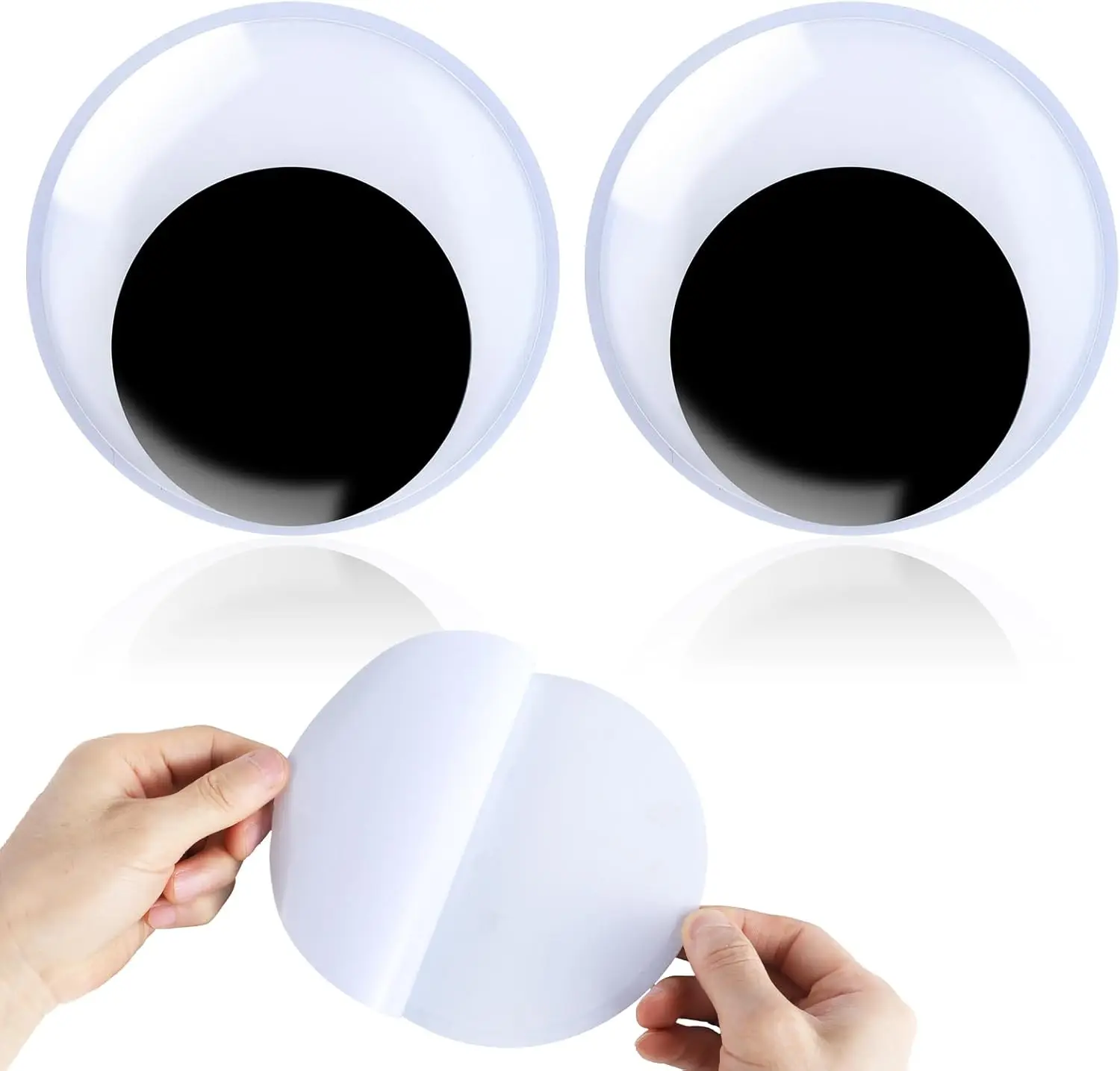 2Pcs White 120mm Giant Googly Eyes Self Adhesive Big Wiggle Eyes for Party Decorations Refrigerator Door Lawns Car DIY Craft