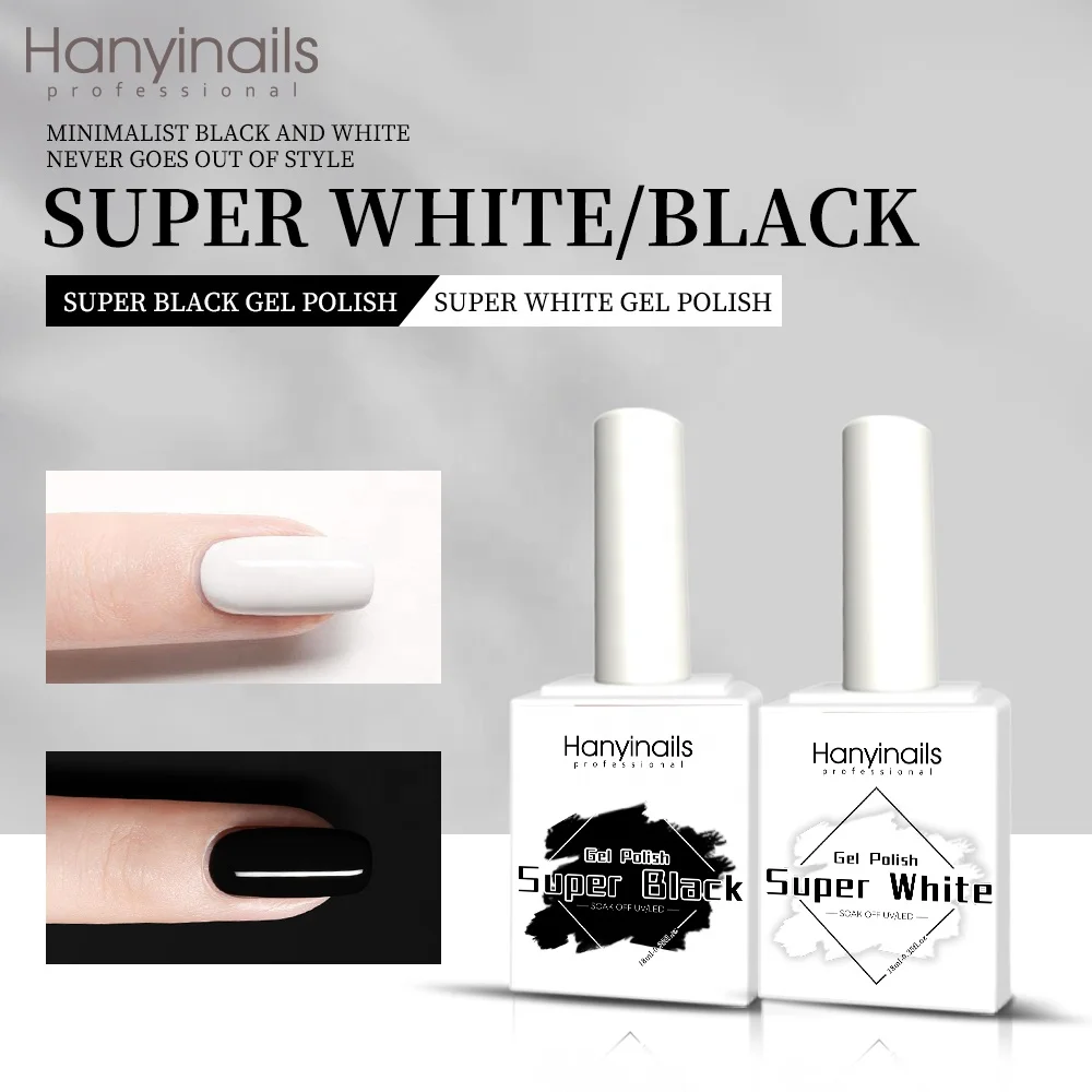 Custom Logo Nail Art Black White Color Gel Polish Long Lasting Gel Nail Polish