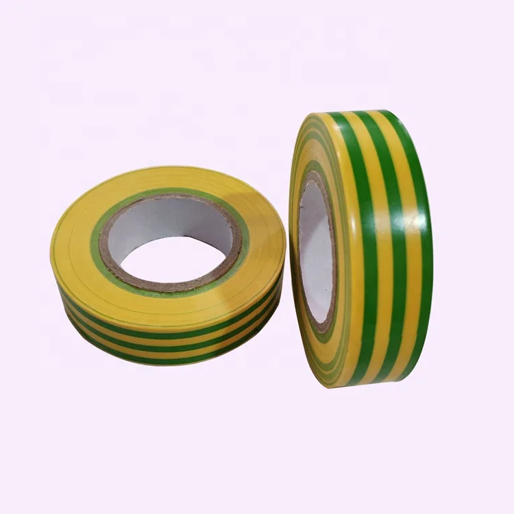 LOW MOQ PVC Tape Electrical Insulation Yellow Green Stripe PVC Electrical Insulating Tape
