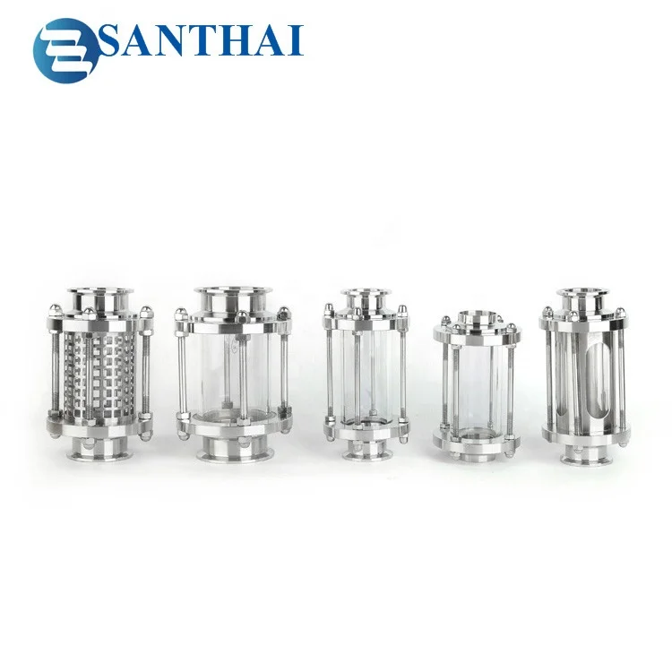 Santhai 304 316L Food Grade Clamp Weld Sanitary Stainless Steel Straight Tubular Sight Glass  Protective Net