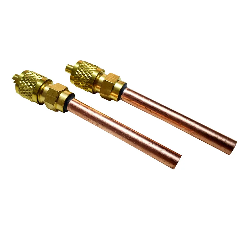 High Quality AC Check Charge Brass Access Valve Copper Tube Valve For Refrigerator And Air Conditioning Fittings