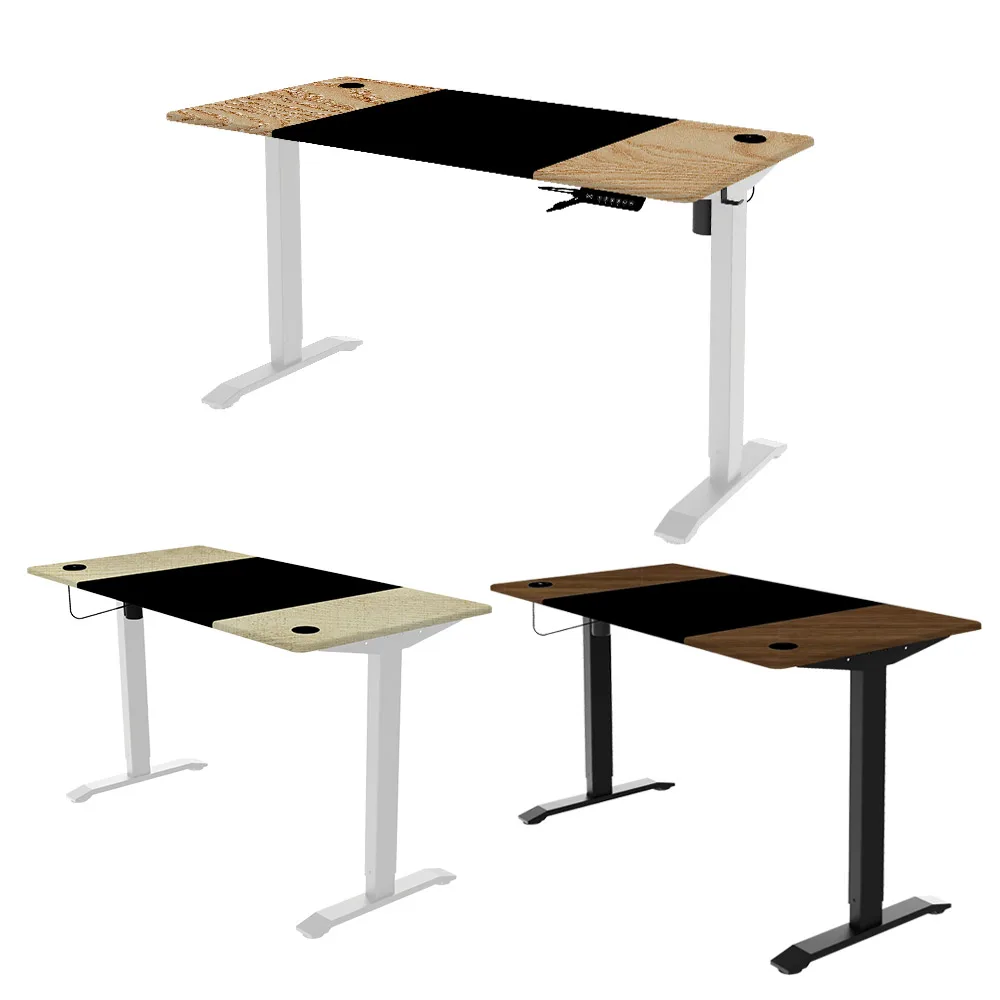 New Single Motor Height Adjustable Electric Standing Desk Sit Stand Table With Splice Board With Keyboard Tray