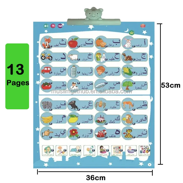 Kids Educational Toys Animal Alphabet Sound Wall Chart Poster Recording In Arabic Education