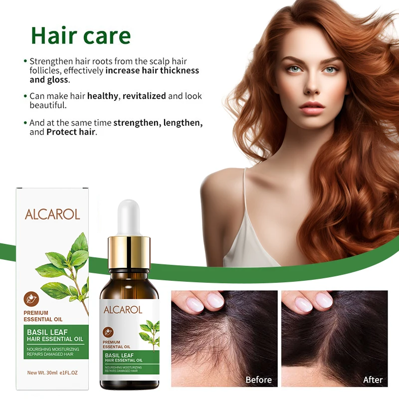 Private Label Wholesale 100% Pure Natural Basil Leaf Repair Hair Oil NourishingScalp and Hair Essential Oil
