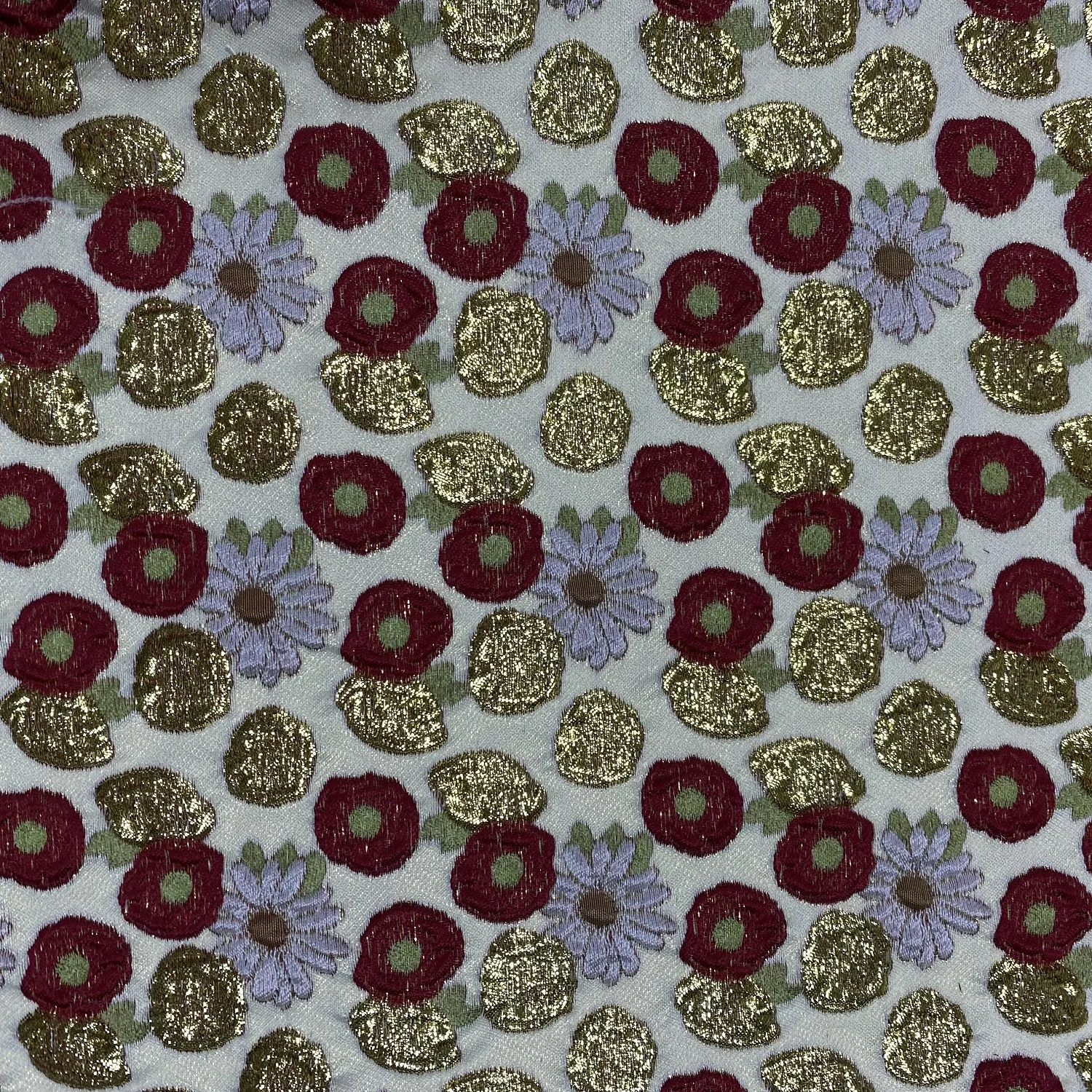 METALLIC BROCADE JACQUARD FABRIC WITH FLOWER DESIGN FOR ELEGANT DRESS