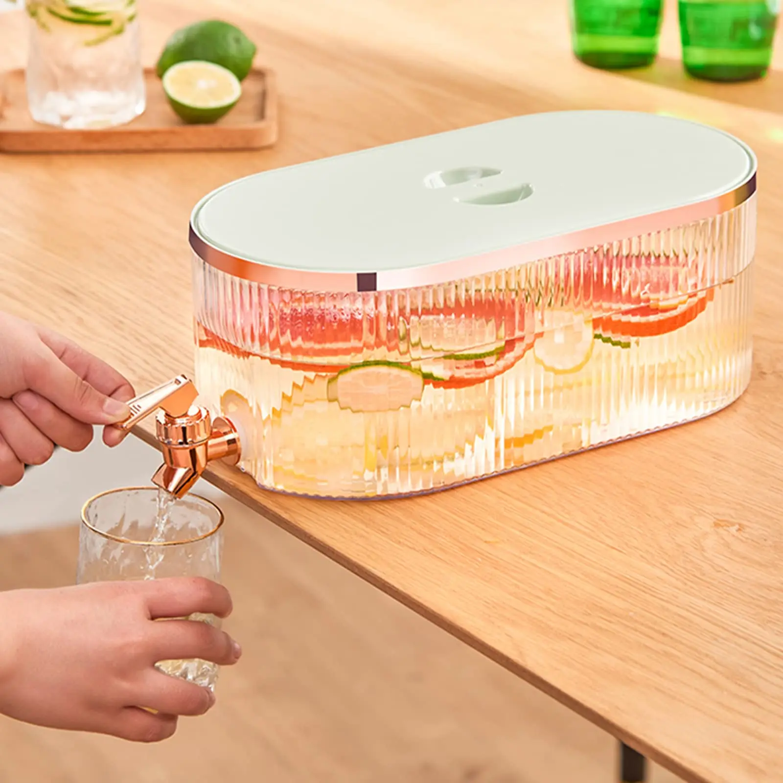 Faucet Cold Kettle With Lid 5.3l Fruit Tea Beverage Dispenser with Spigot_1.4 Gallon Drink Dispenser