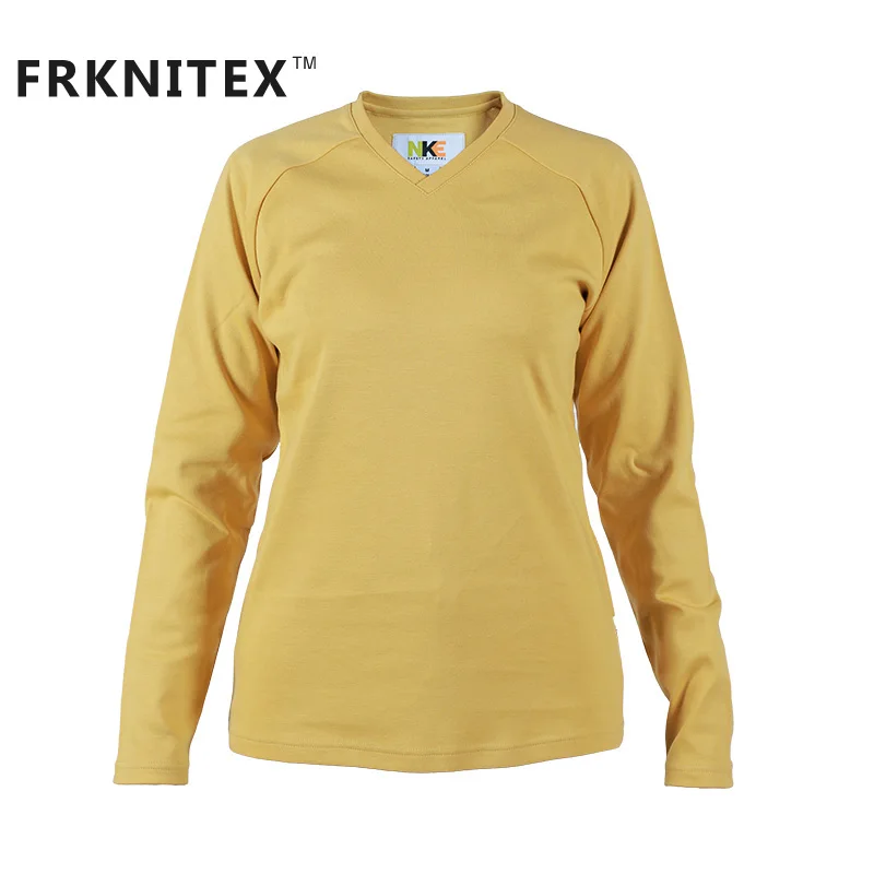 FRKNITEX UL NFPA 2112 FR Light Weight Welder Aramid Mechanic Fireproof Yellow Work Shirt for Women