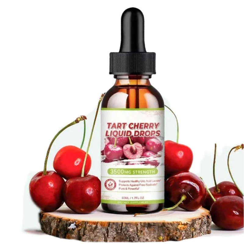 60ml Tart Cherry Extract Drops Uric Acid Cleaner All-natural Liquid Solution Reduce Pain Natural Seed Herbal Extract Oil Bottle