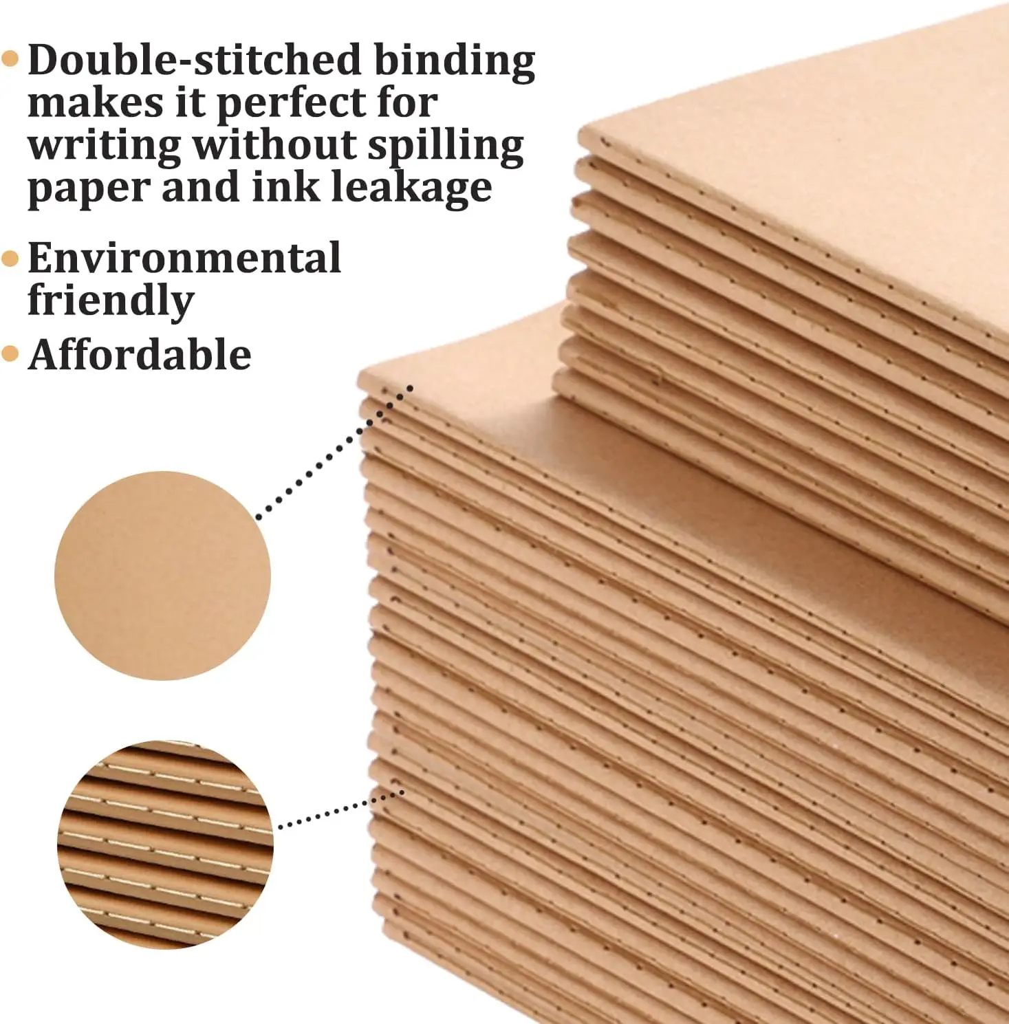 Print Cheap Stitched Daily Bulk Blank Paper Notebook Brown Kraft Journal Paper Notebook