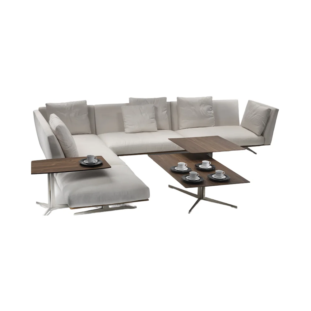 Morden Style Grey Fabric 3-Seater Corner Sofa Sleeper Comfortable Modular Sectional sofa Villas Living Rooms