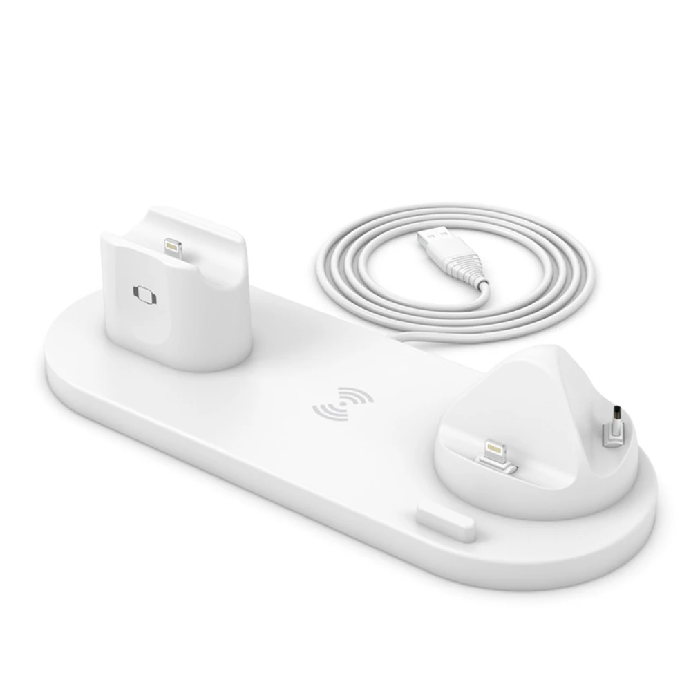 Multi device QI Fast Wireless Charging Dock All in One Wireless Charging Stand 6 in 1 Wireless Charger