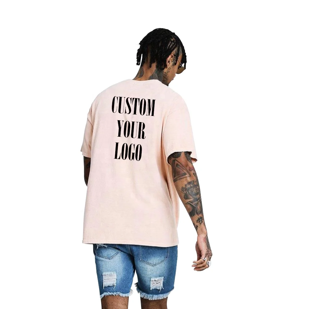 Изготовленный на заказ высокого качества с круглым вырезом плотная Мужская гладкокрашеные Футболка свободная посадка футболка