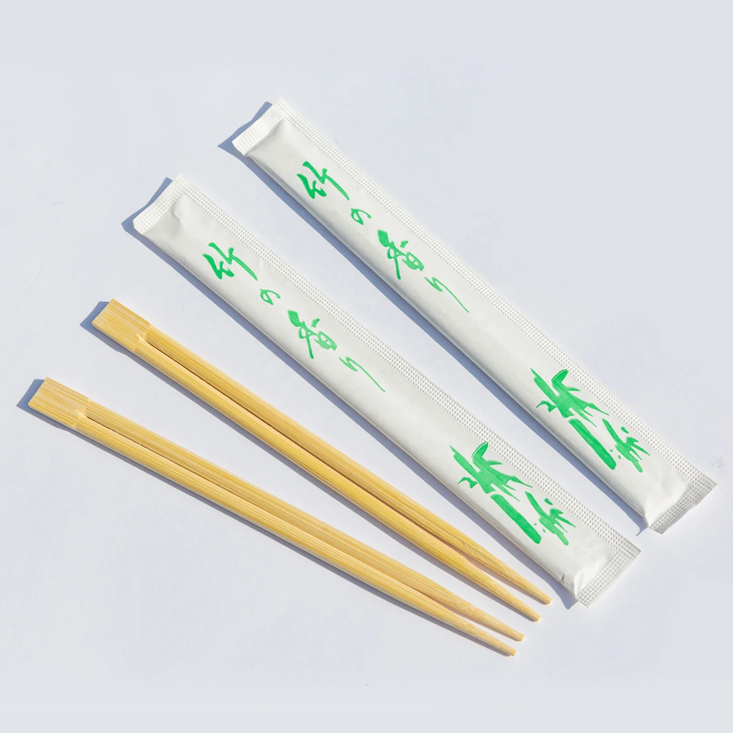 Wholesale Custom Printed Disposable One Time Use  Bamboo Twins Chopsticks for Dinner Set