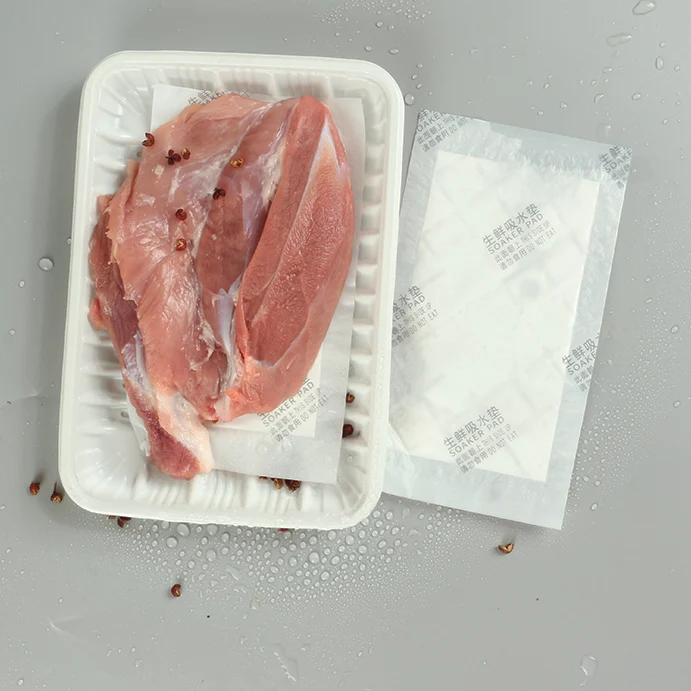 Super absorbent polymer meat packaging blood water spill absorbent pad