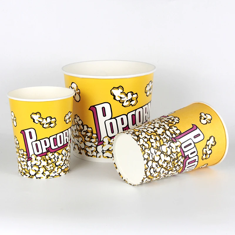 Popcorn Tub Custom Design Disposable Paper Popcorn Bucket from 24oz to 180oz