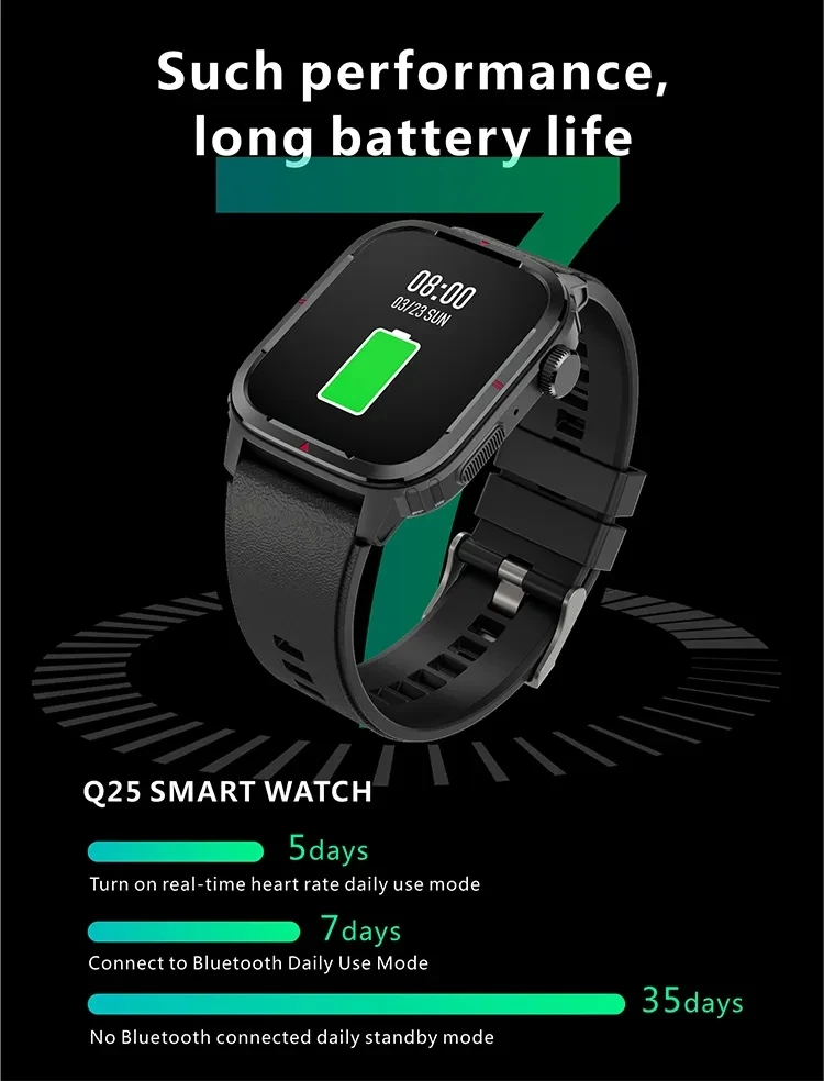Q25 IP67 Smart Watch Blood Pressure Monitoring Fitness Track Smart Band with Step distance Calorie