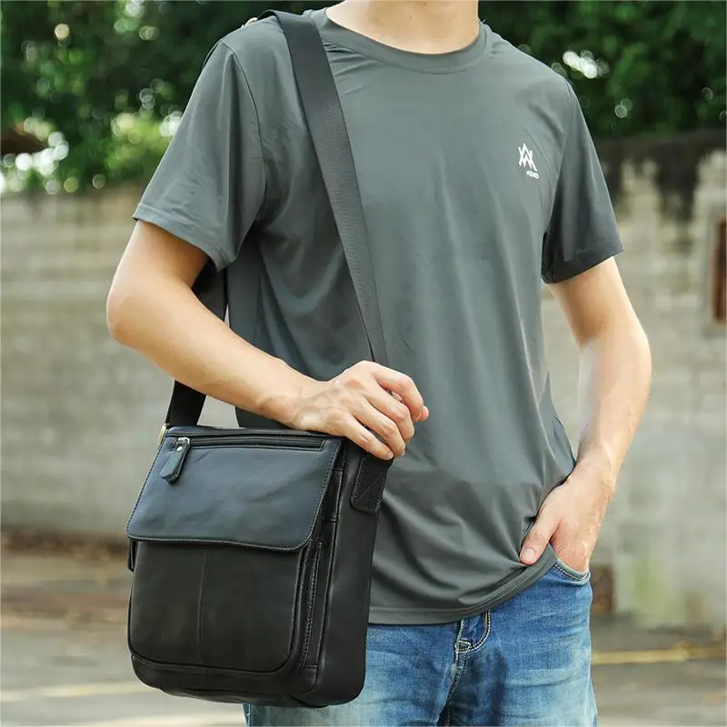 MARRANT Men Leather Satchel Sling Crossbody Bags Genuine Leather Messenger Shoulder Bag Side Bags For Men