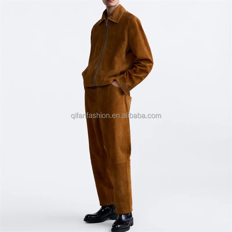 Custom suede bottom trousers soft shell leather pants for men