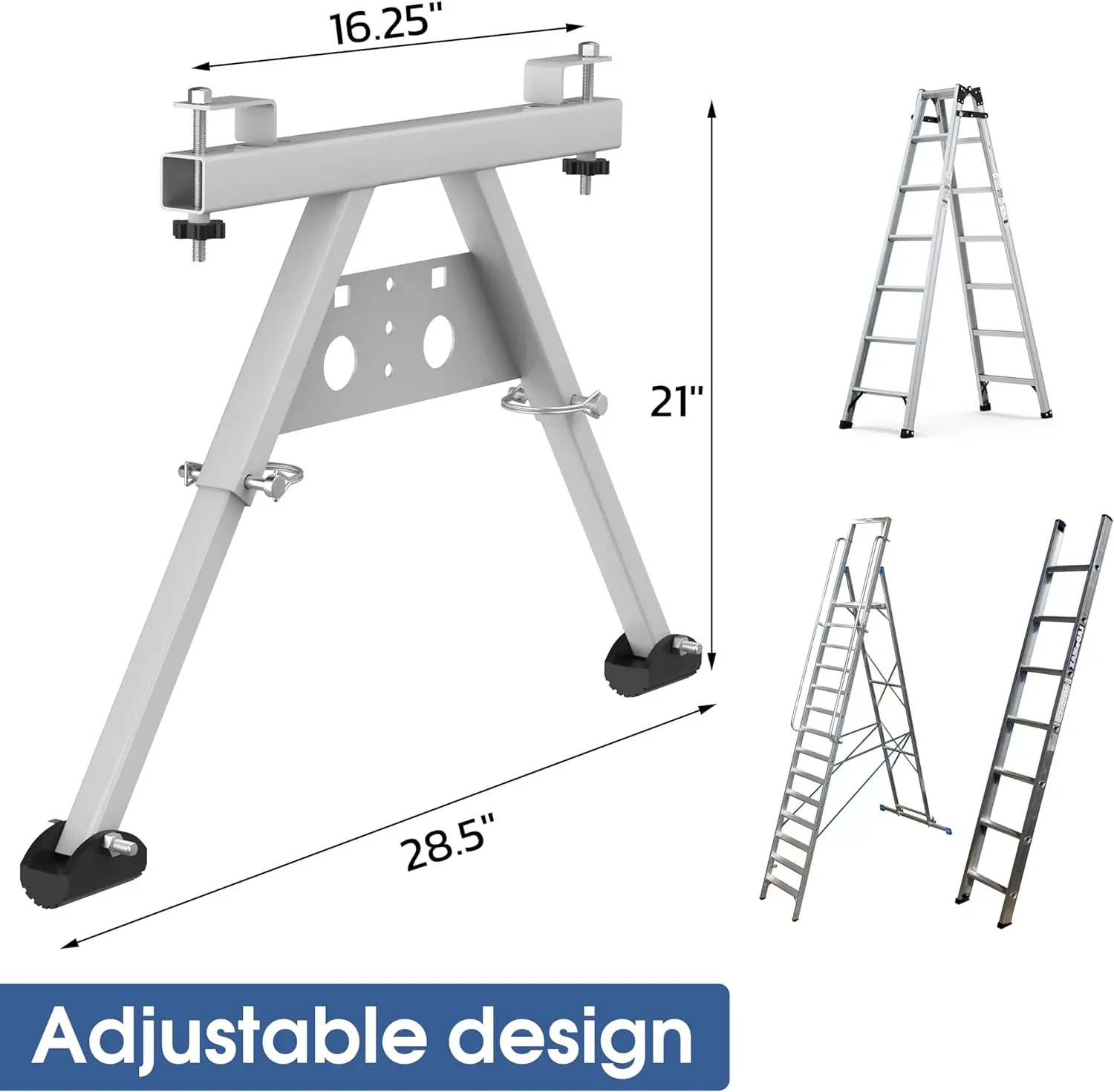 JH-Mech Adjustable Length Ladder Standoff for Roof with Anti-slip Rubber Pad Heavy Duty Extension Ladder Stabilizer