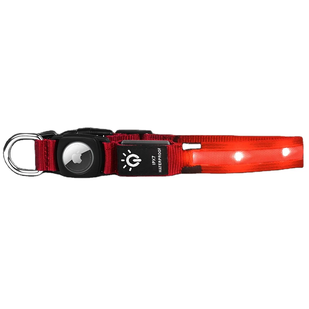 2024 Wholesale High Quality  Luxury Pet Id Tags Airtag Dog Collar Holder 2 Pack Waterproof Led Dog Collars