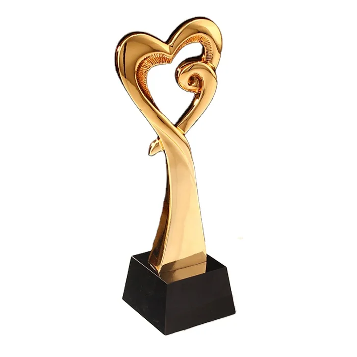 Europe Regional Feature Awards Trophies Charity Gold  Heart Shaped Trophies Gold Oscar Trophy