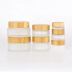 Eco friendly cosmetic packaging cosmetic glass jar with bamboo lid 100g glass cosmetic jar real bamboo