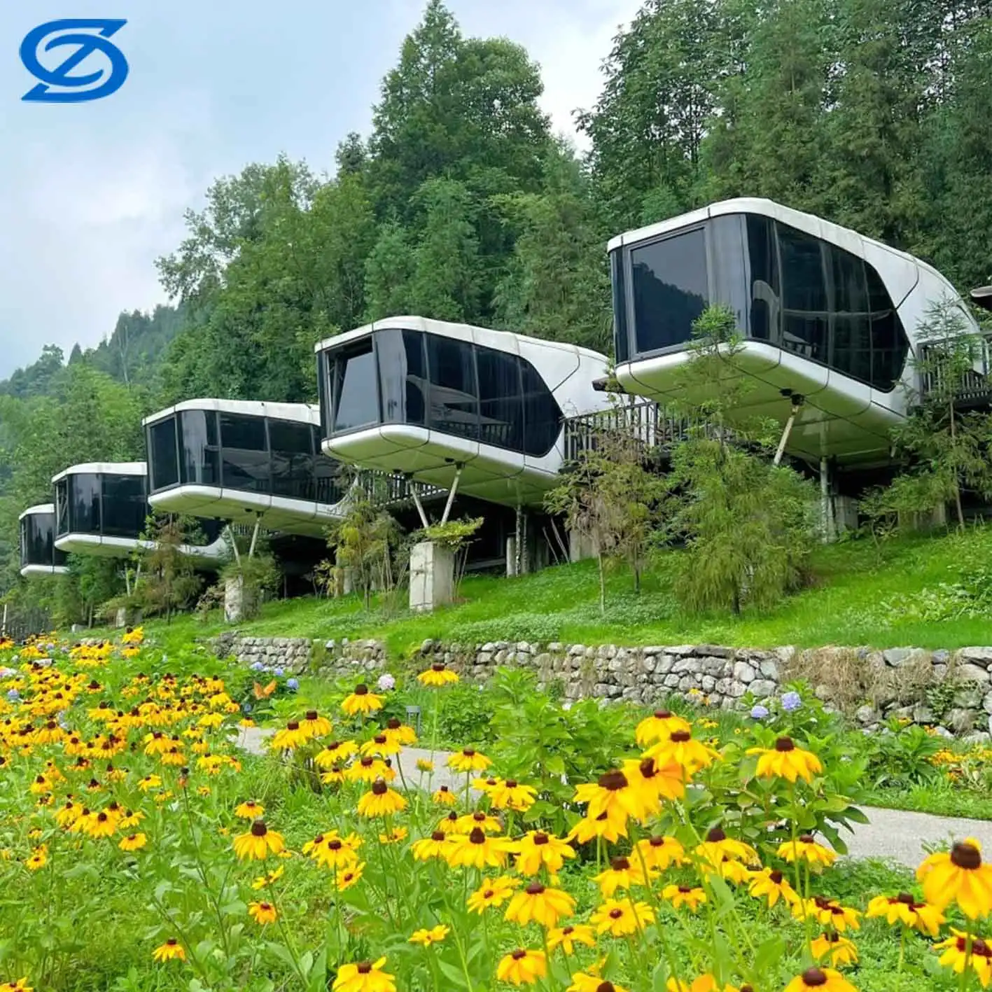 Chinese Mobile Space Capsule House 2 Bedroom Steel Frame Cabin House Capsule Hotel